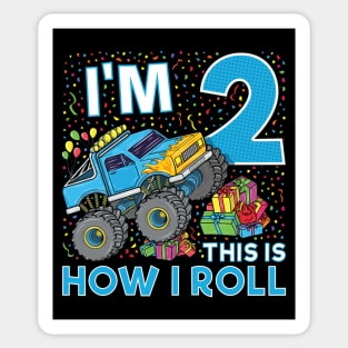 2nd Birthday Monster Truck Party Gift 2 Year Old Boy Sticker